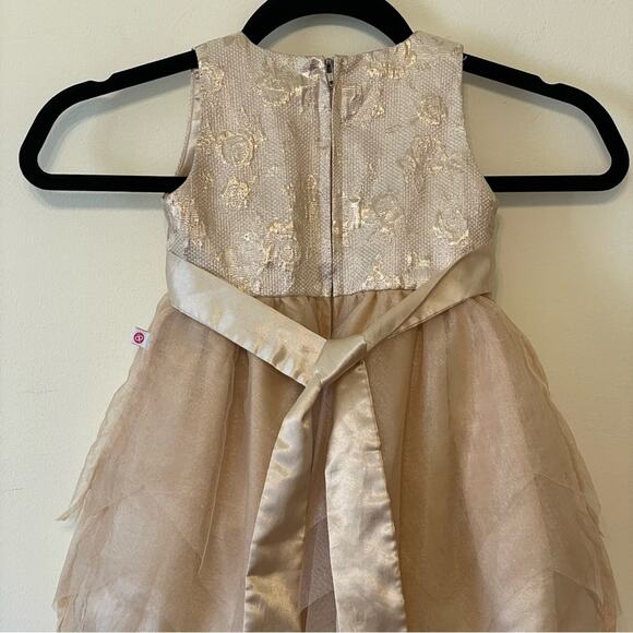 Peppermint 1-2 Years (Girls) Small formal dress metallic chiffon ball gown beige - Picture 6 of 9